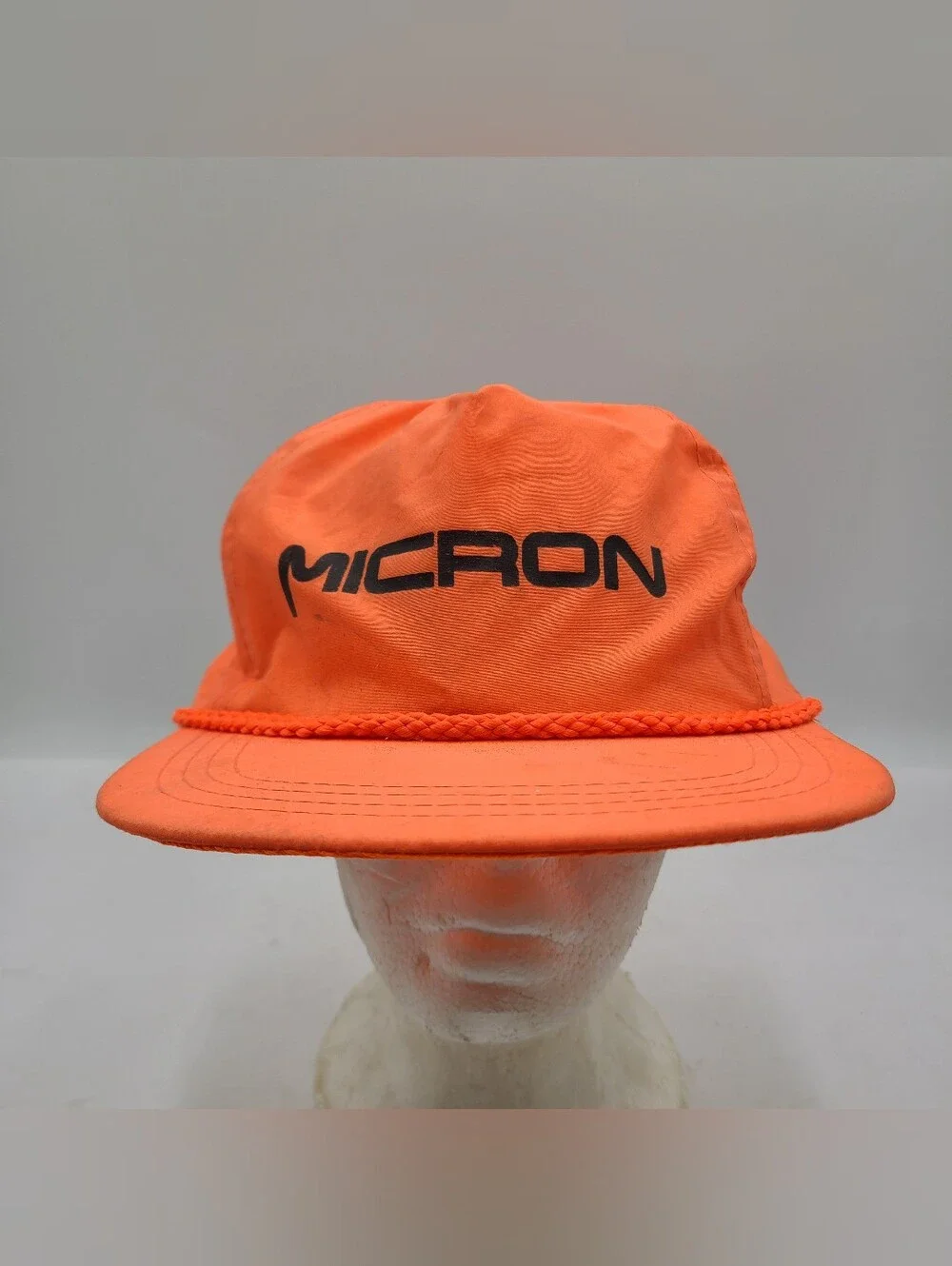 B55 Micron Technology, Inc. Slideback Trucker Cap Orange OS Rope Sportcap